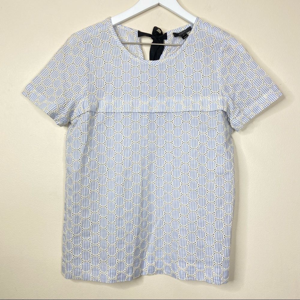 J.Crew Seersucker Eyelet Short Sleeve Top Small